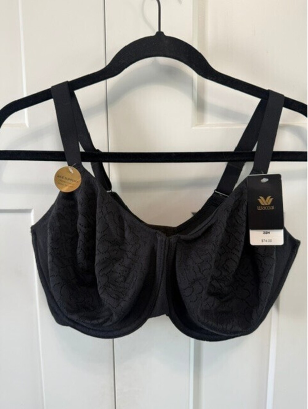 NWT Wacoal black side support underwire bra size 38H